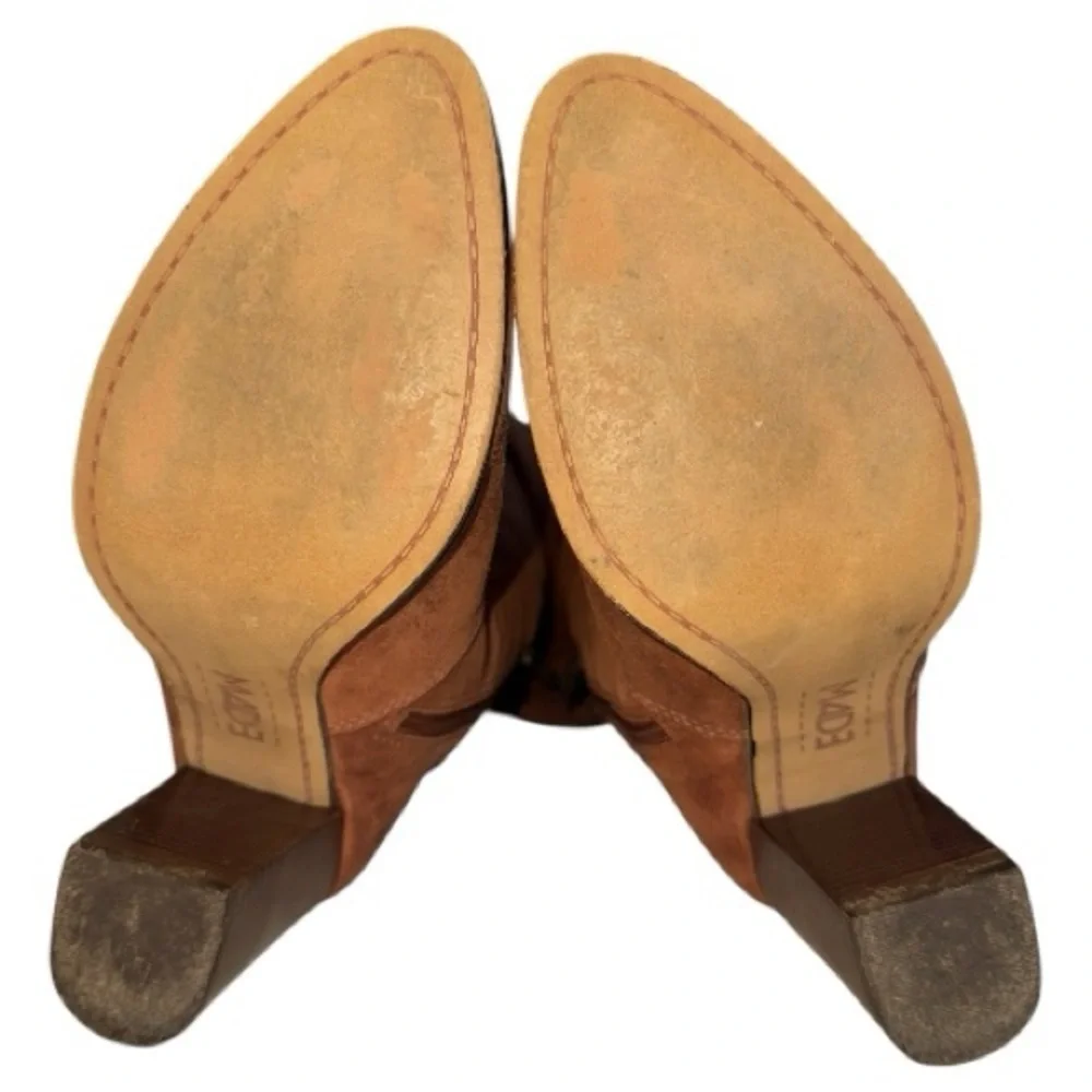 M4D3 Rafaelle Camel Brown Leather Boots Over Knee Tassel Ties Sz 9.5